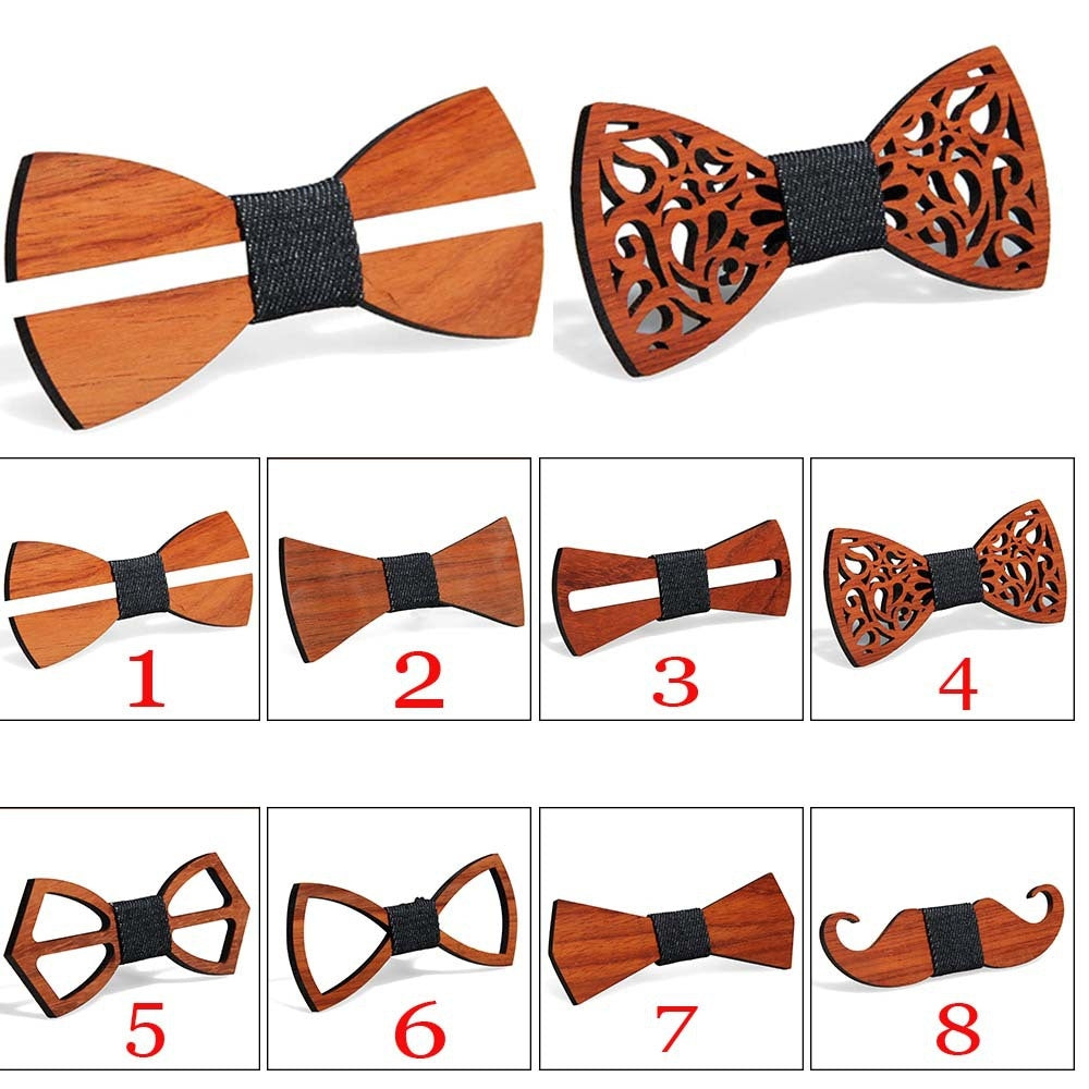 Men Ties Handmade Wooden Bow Ties, Color: Small Fan