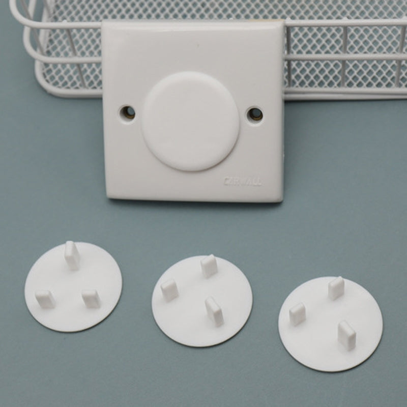 UK 3-Hole Baby Socket Protection Cover, Style: Round Thin White