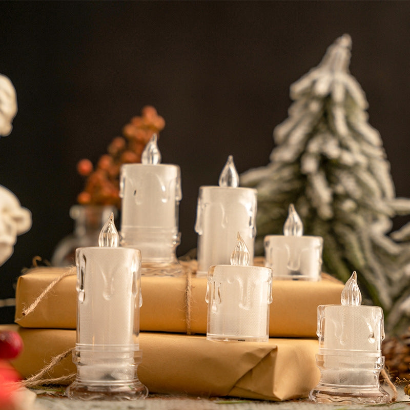 4.7x9.5cm With Base LED Transparent Glowing Candle Lights Simulation Electronic Candle
