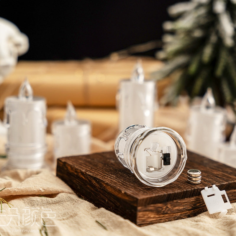 4.7x9.5cm With Base LED Transparent Glowing Candle Lights Simulation Electronic Candle