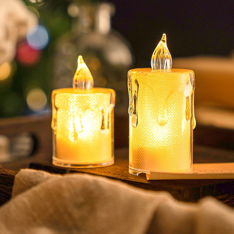 4.7x9.5cm With Base LED Transparent Glowing Candle Lights Simulation Electronic Candle
