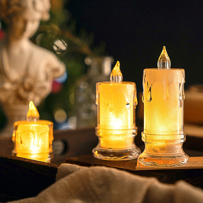 4.7x9.5cm With Base LED Transparent Glowing Candle Lights Simulation Electronic Candle