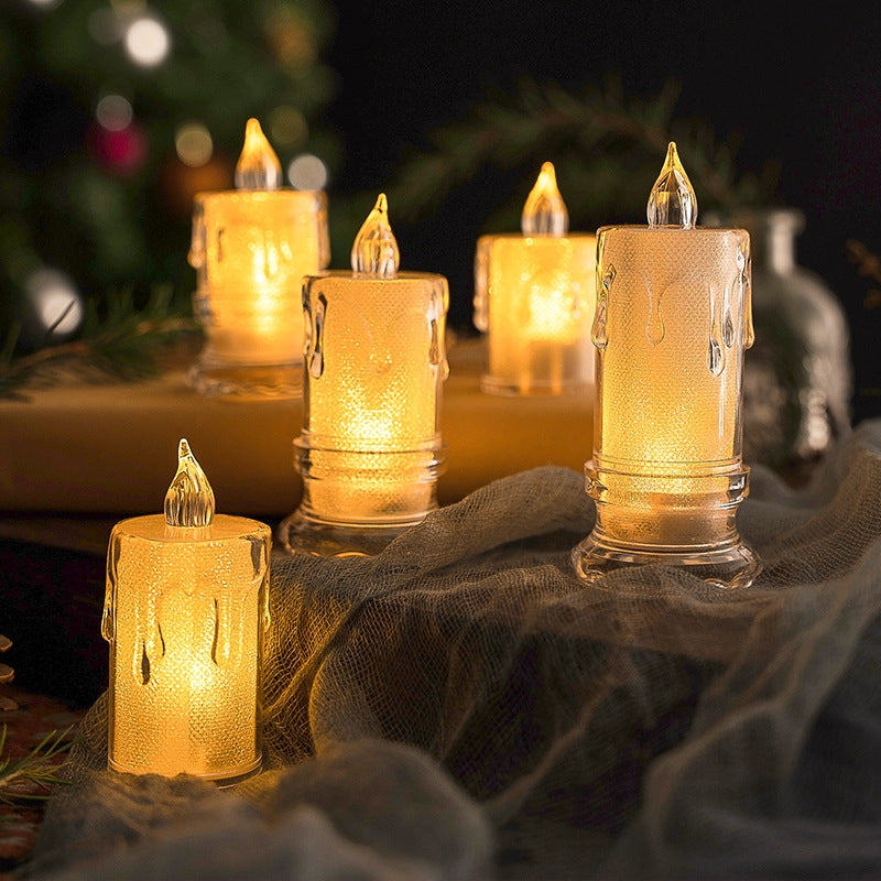6pcs 3.6x5cm Without Base LED Transparent Glowing Candle Lights Simulation Electronic Candle
