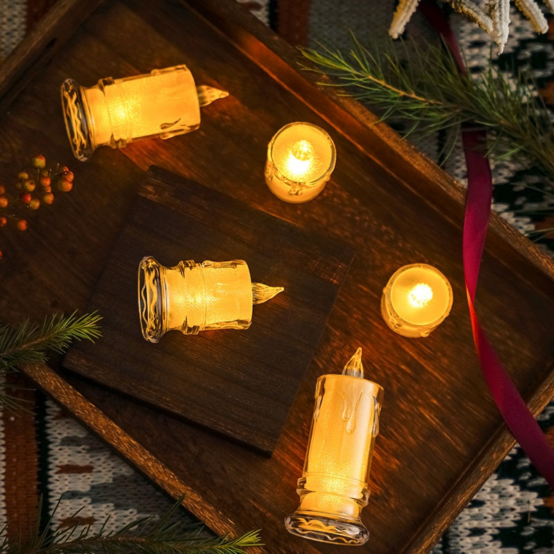 6pcs 3.6x5cm Without Base LED Transparent Glowing Candle Lights Simulation Electronic Candle