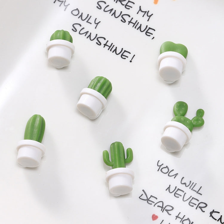 6pcs /Set Cactus Fridge Stickers Greenery Message Magnetic Cartoon Stickers(White Pot)
