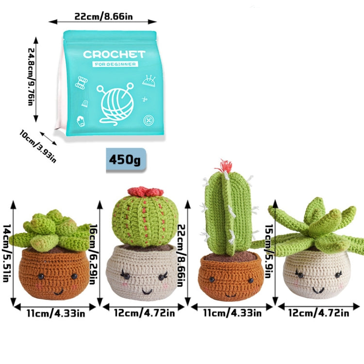 4pcs /Set Large Cactus  Crochet Starter Kit for Beginners with  Step-by-Step Video Tutorials