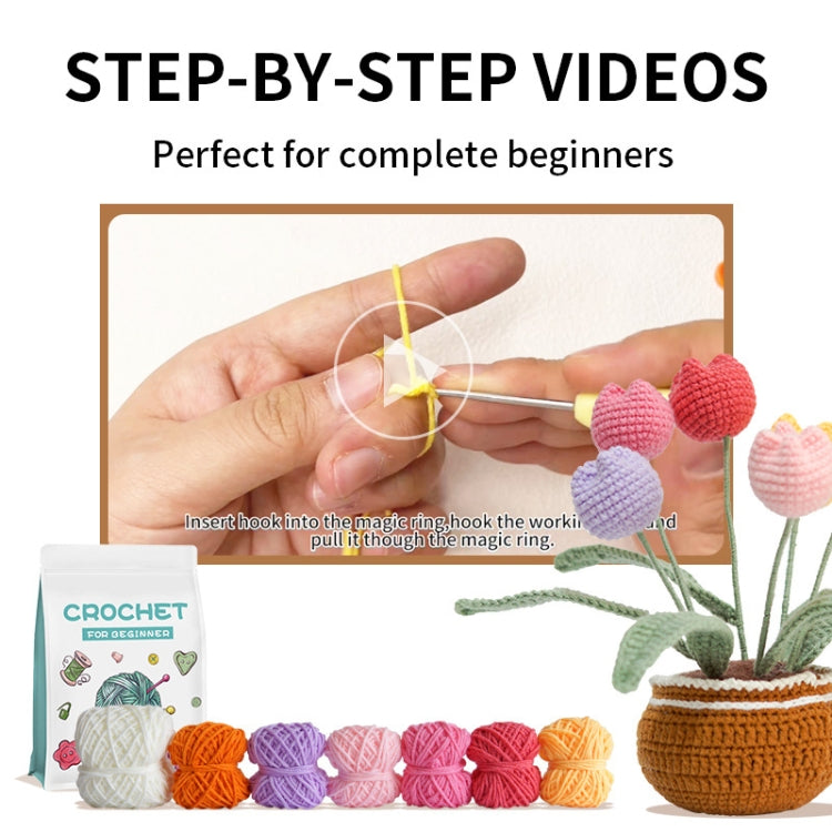 5pcs /Set Large Potted Plant Crochet Starter Kit for Beginners with  Step-by-Step Video Tutorials