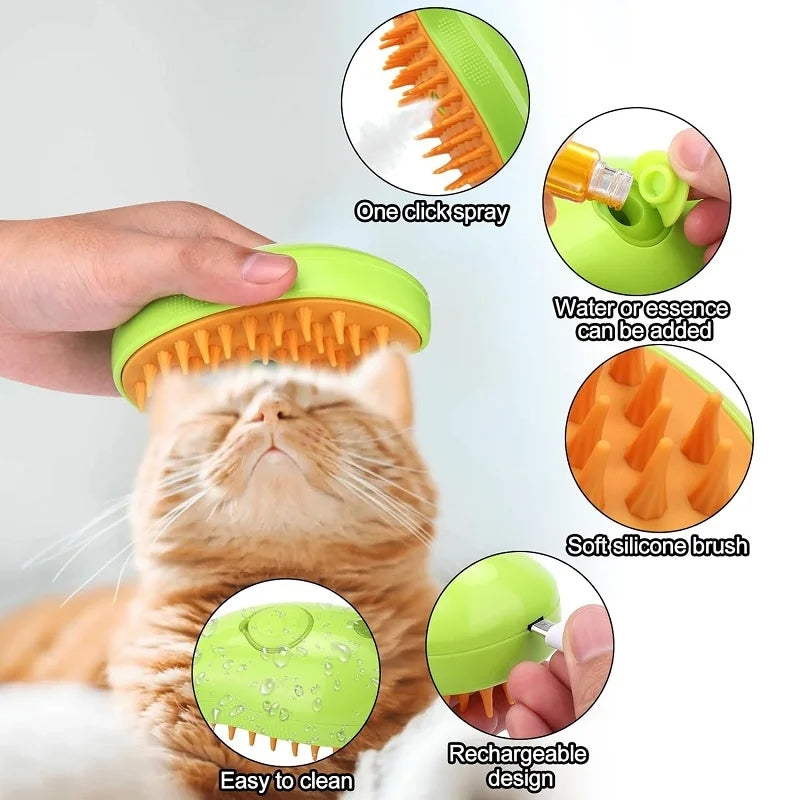 Mango Pet Electrical Spray Massage Comb Hair Removal Cleaning Grooming Brush For Cats And Dogs(Green)