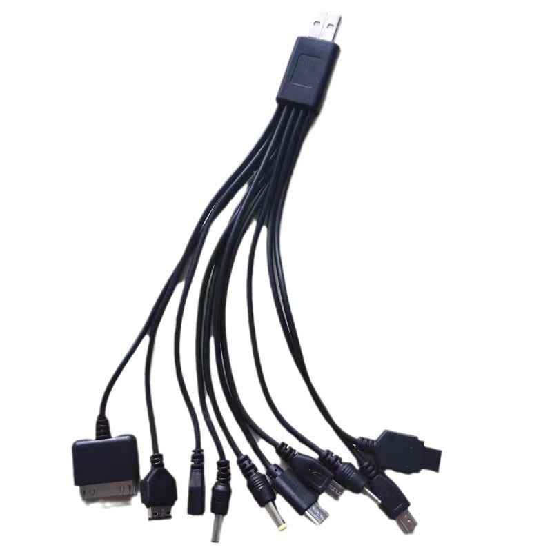 Uniqbuy For 10 In 1 Multifunction USB Charging Cable For IPhone / PSP / Camera / Nokia / HTC / LG / Samsung(Black)