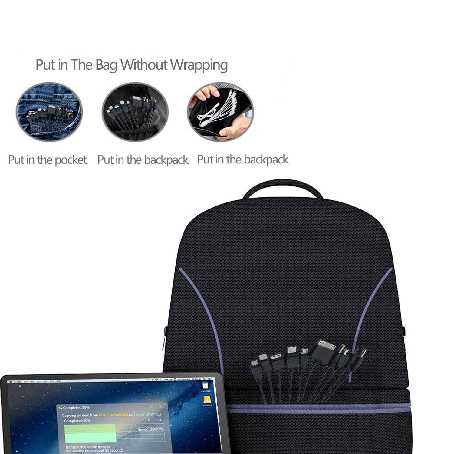 Uniqbuy For 10 In 1 Multifunction USB Charging Cable For IPhone / PSP / Camera / Nokia / HTC / LG / Samsung(Black)