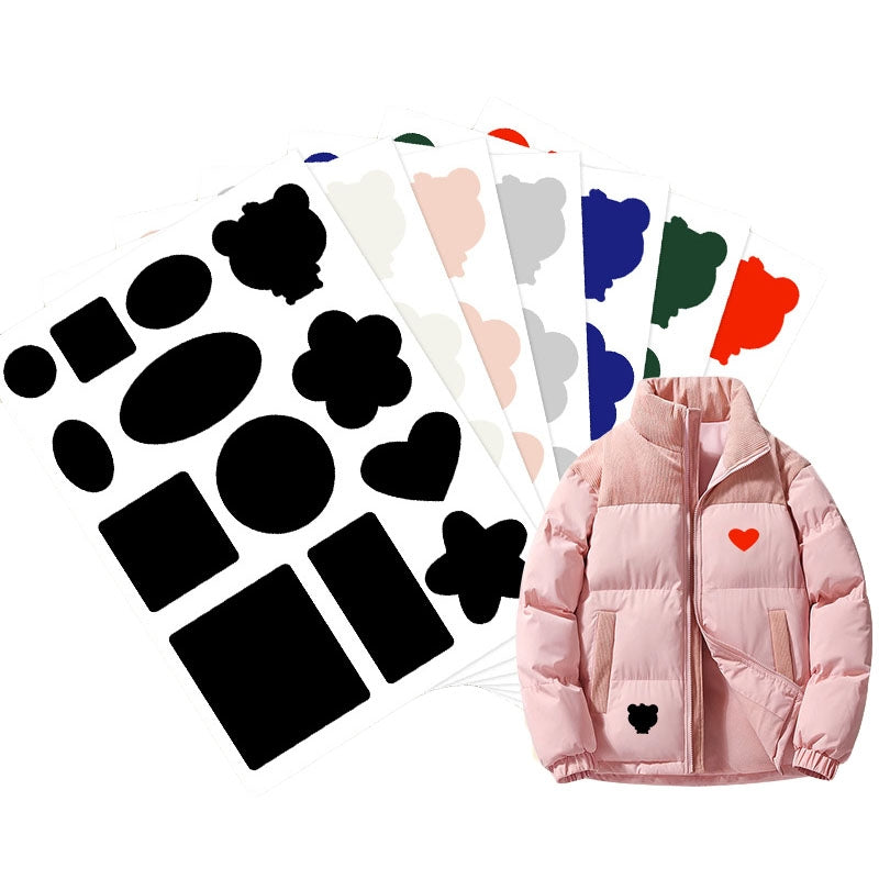 Self-Adhesive Down Jacket Patch Stickers Nylon Fabric Stickers Seamless Clothes Repair Hole Decals, Style: D Model No. 4