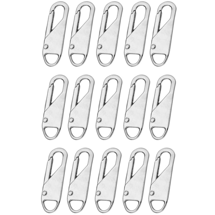 15pcs Universal Detachable Zip Slider Replacement Head Accessory, Color: Silver