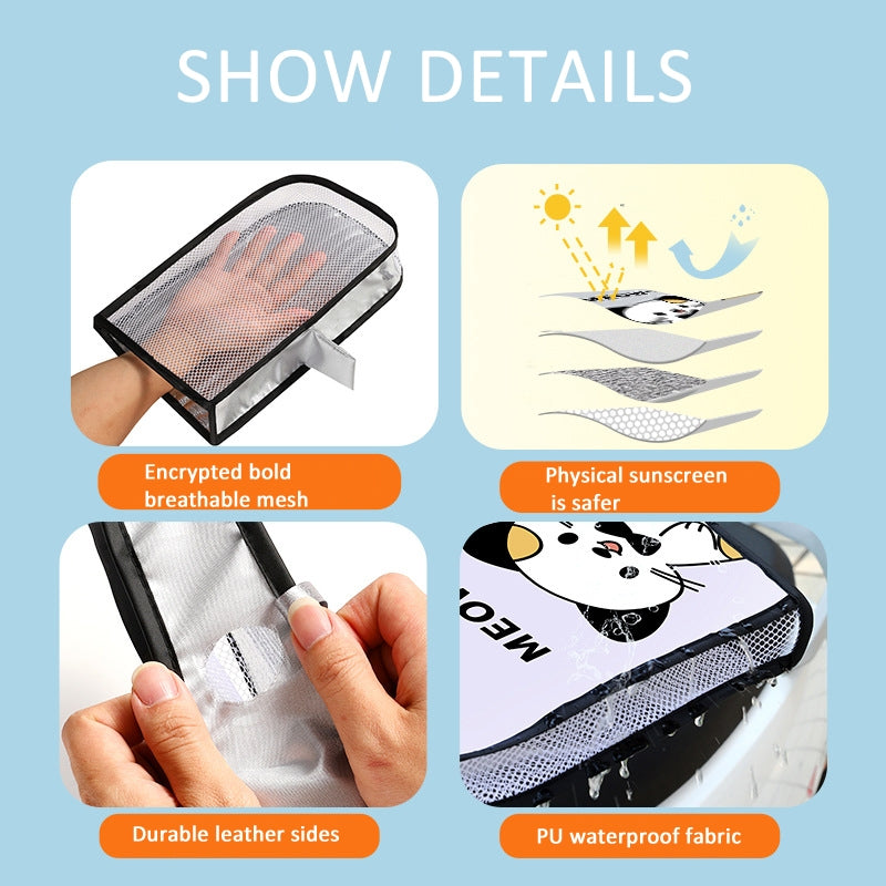 Electric Scooter Bicycle Handlebar Cover Summer Sun Protection Anti-UV Riding Gloves(Bear Girl)