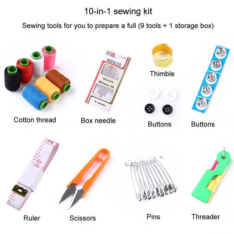 10 In 1 Home Portable Needle And Thread Case Set Multifunctional Needle And Thread Kit Sewing Tools