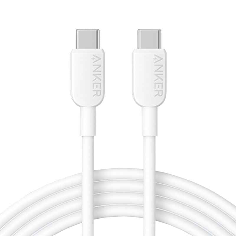 Uniqbuy For ANKER A81E2 1.8m 60W Dual Type-C Data Cell Phone Dual Head Fast Charging Cable(White)