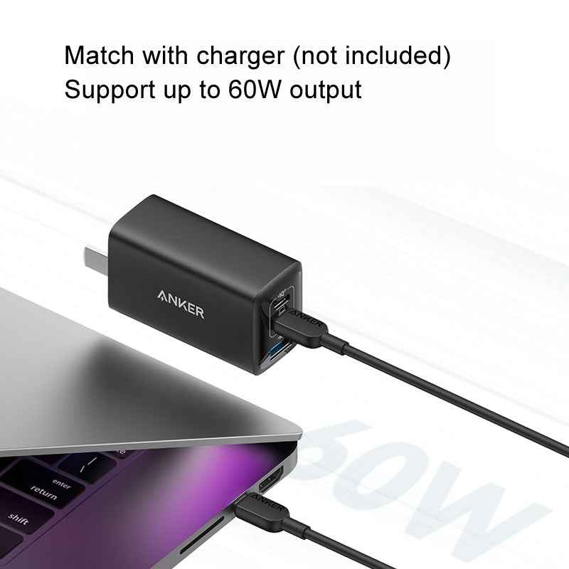 Uniqbuy For ANKER A81E2 1.8m 60W Dual Type-C Data Cell Phone Dual Head Fast Charging Cable(Black)