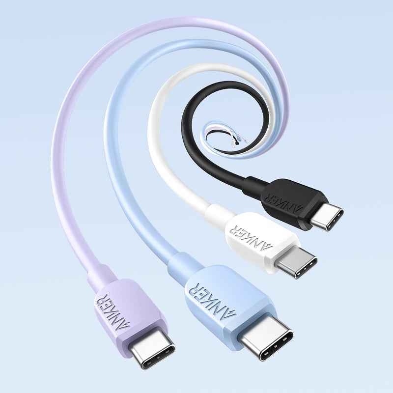Uniqbuy For ANKER A81E2 1.8m 60W Dual Type-C Data Cell Phone Dual Head Fast Charging Cable(Black)