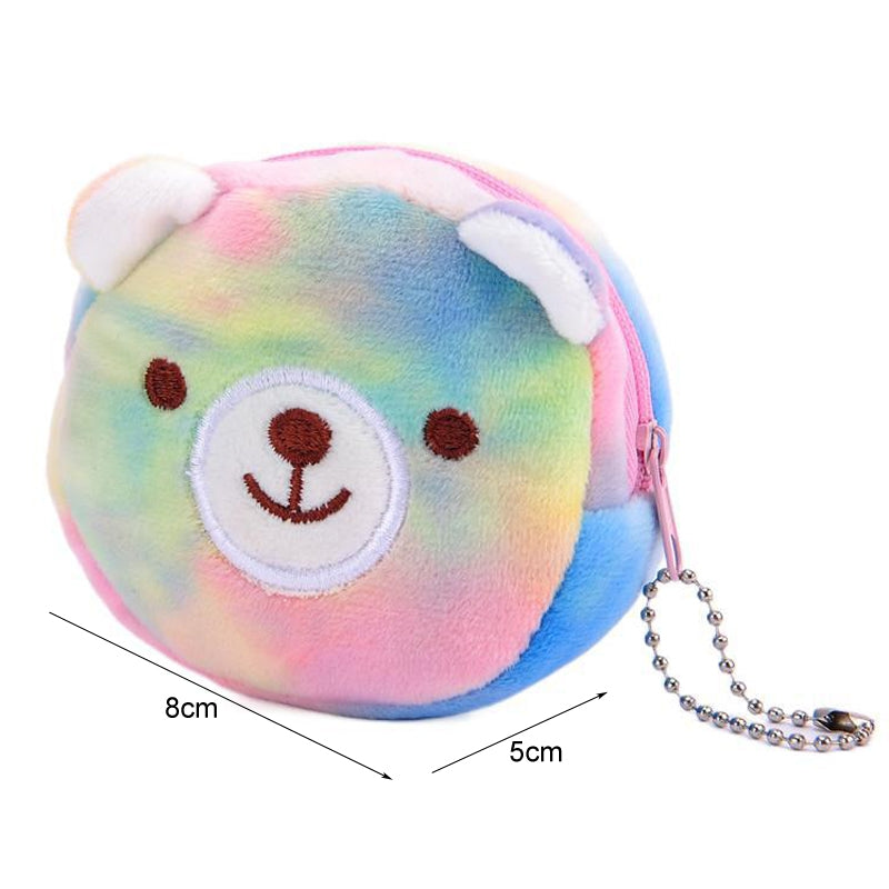Mini Colorful Round Plush Coin Purse Lipstick Data Cable Portable Bag, Style: Rabbit