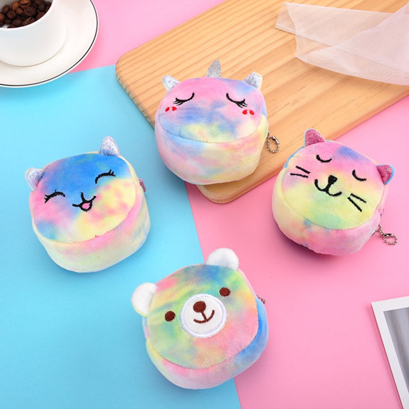Mini Colorful Round Plush Coin Purse Lipstick Data Cable Portable Bag, Style: Rabbit