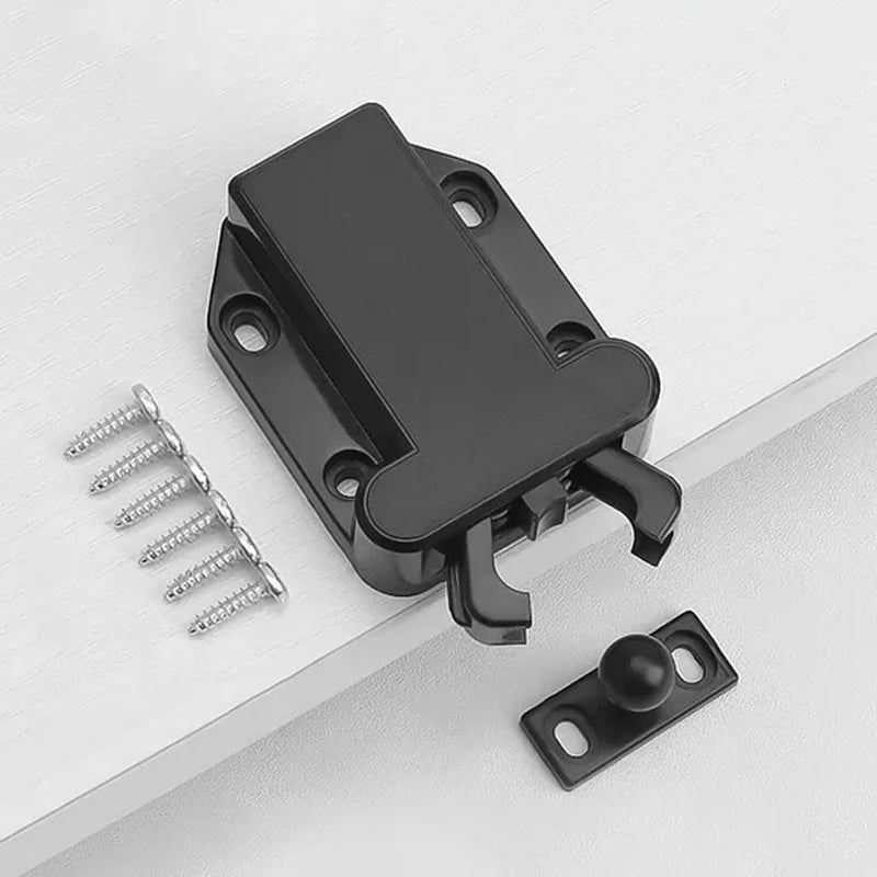 Bouncing Press Type Cabinet Door Catches Self Lock Hidden Drawer Cupboard Door Closer(Black)