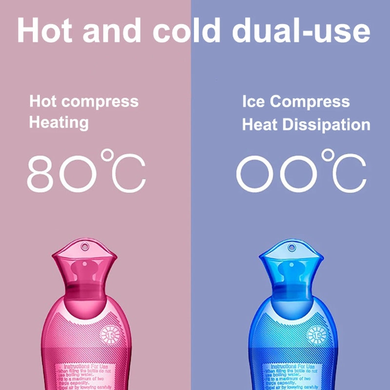 Long Strip Hot Water Bag PVC Explosion-proof Rubber Warm Water Bag Girls Winter Bed Warmer, Color: 500ml Blue+Random Cover