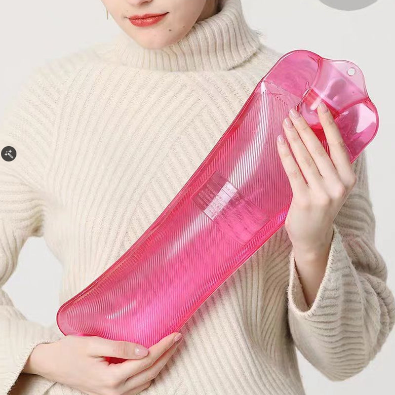 Long Strip Hot Water Bag PVC Explosion-proof Rubber Warm Water Bag Girls Winter Bed Warmer, Color: 1000ml Purple+Grey Cover