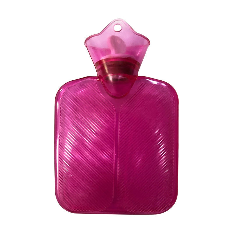 250ml PVC Hot Water Bag Thickened Transparent Filling Water Hot Water Bottle Winter Warmer Bag(Pink)