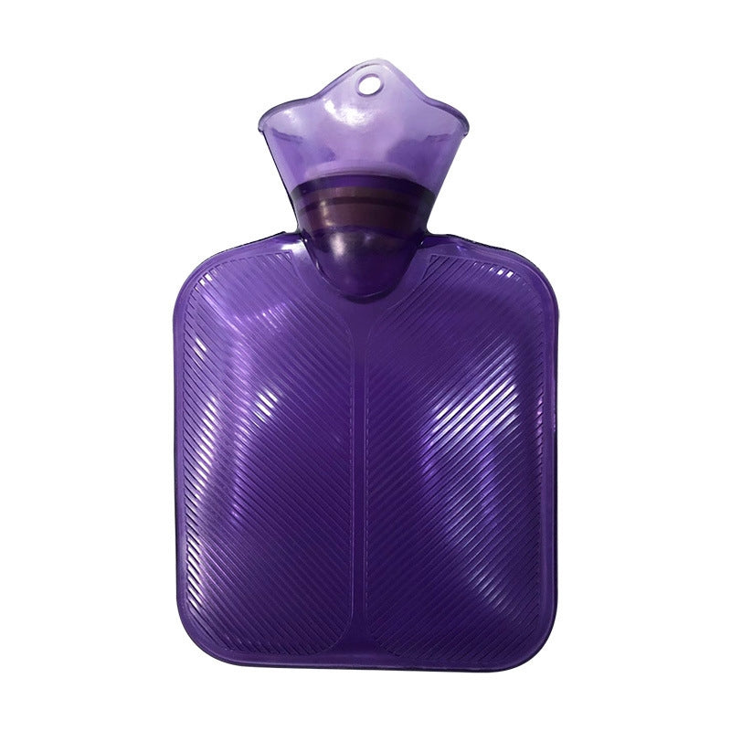 250ml PVC Hot Water Bag Thickened Transparent Filling Water Hot Water Bottle Winter Warmer Bag(Purple)