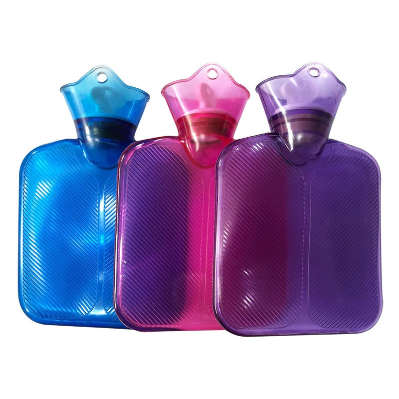 250ml PVC Hot Water Bag Thickened Transparent Filling Water Hot Water Bottle Winter Warmer Bag(Pink)