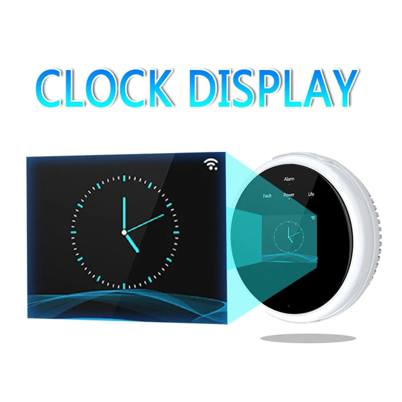 Tuya WiFi Gas Leak Detector With Temperature Clock Function Support Human Voice Alarm