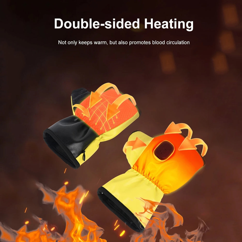 Outdoor Skiing and Motorcycle Cycling USB Charging Geated Gloves(Black)