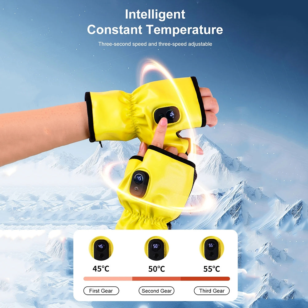 Outdoor Skiing and Motorcycle Cycling USB Charging Geated Gloves(Black)