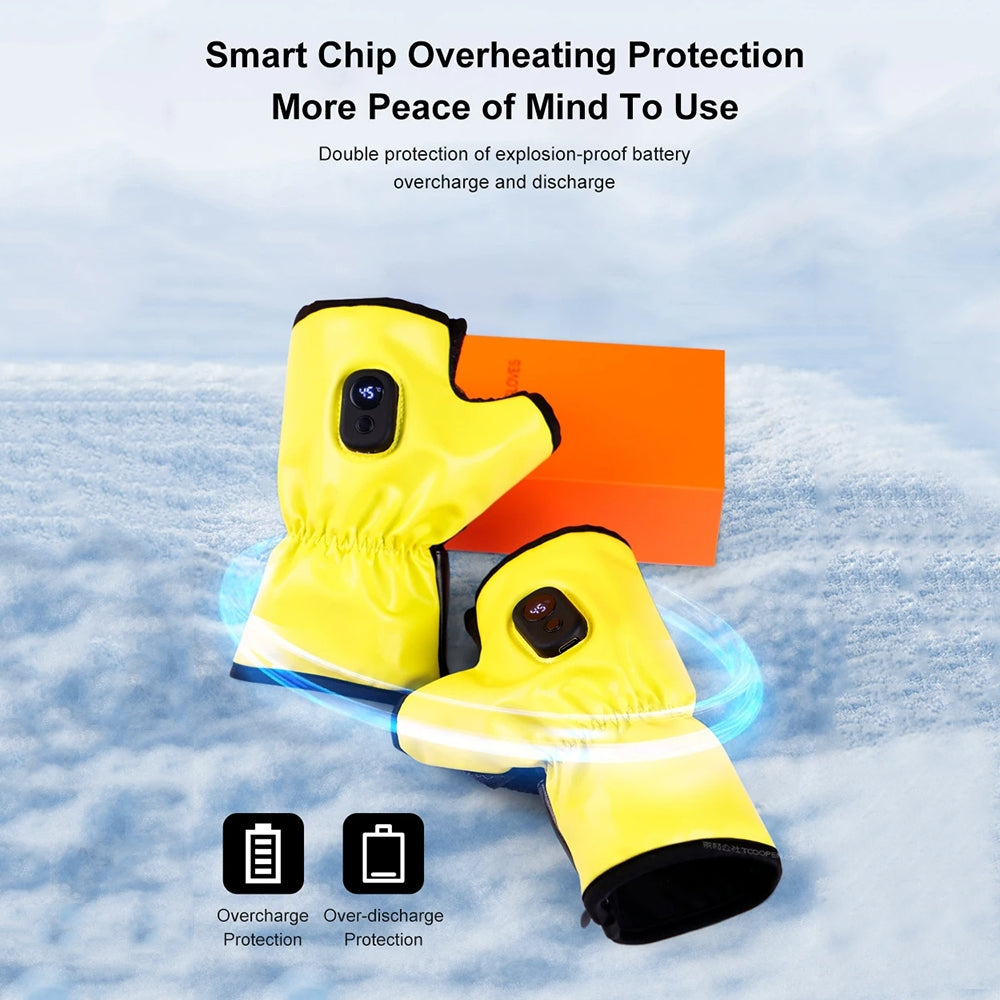 Outdoor Skiing and Motorcycle Cycling USB Charging Geated Gloves(Black)