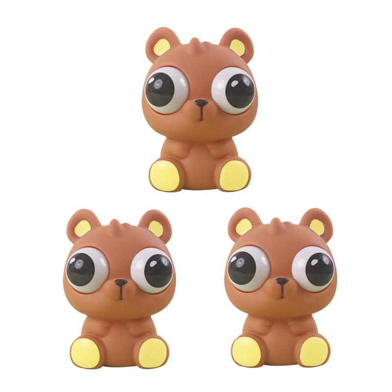 3pcs /Pack Kawaii Squeeze Eye-Popping Toys Set Cartoon Animal Decompression Toys, Style: Frog