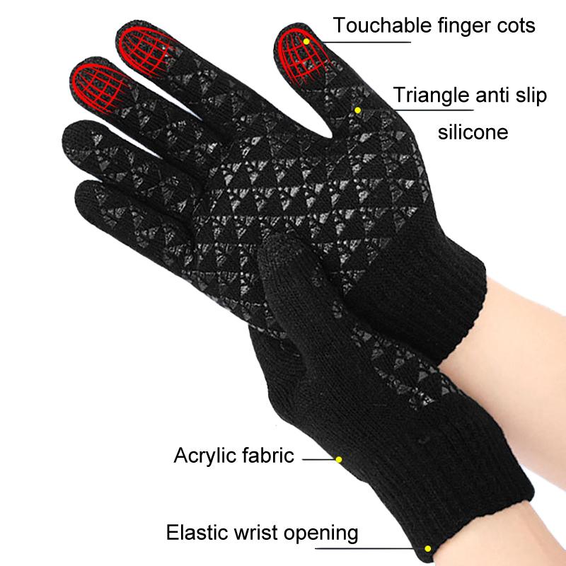 USB Heating Electric Warm Gloves Students Internet Writing Game Thickened Full Finger Knitted Heated Gloves, Size: Uniform(Black)
