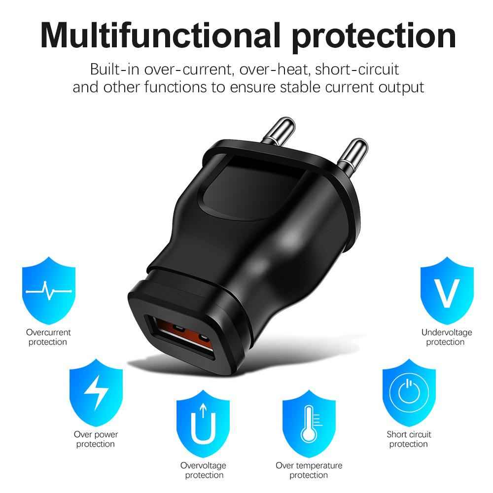 Uniqbuy For 1A 5W Single USB Port Smartphone Charger(EU Plug Black)