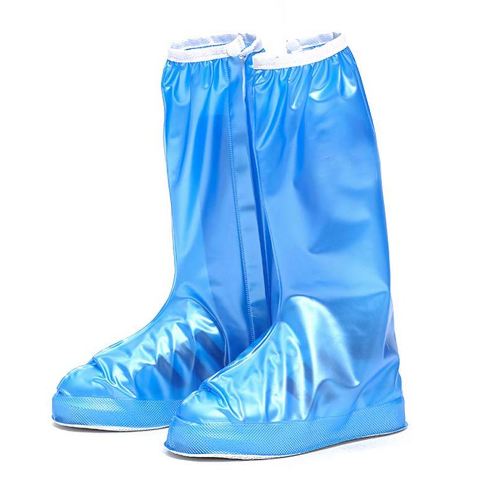 38cm Outdoor PVC Thickened Anti-Skid Rainproof High-Top Shoe Covers, Size: M 37-38(Pearl Blue)