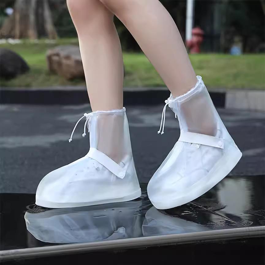 Cycling Outdoor Thick Wear-Resistant Mid-Tube Rain Boots, Size: XL 43-45(Transparent)