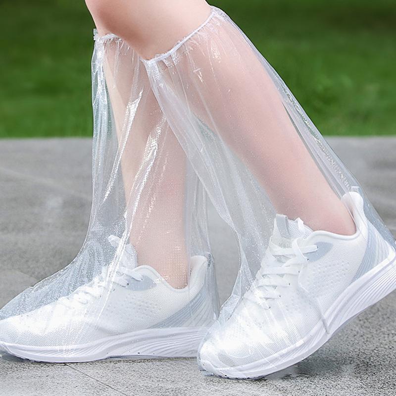 10pcs /Set Outdoor Disposable PE High-Tube Rainproof Shoe Covers(Transparent)