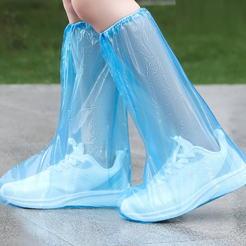 10pcs /Set Outdoor Disposable PE High-Tube Rainproof Shoe Covers(Blue)