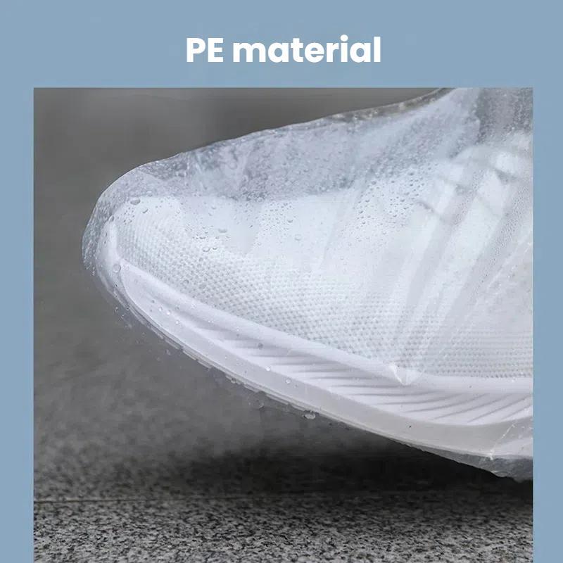 10pcs /Set Outdoor Disposable PE High-Tube Rainproof Shoe Covers(Transparent)