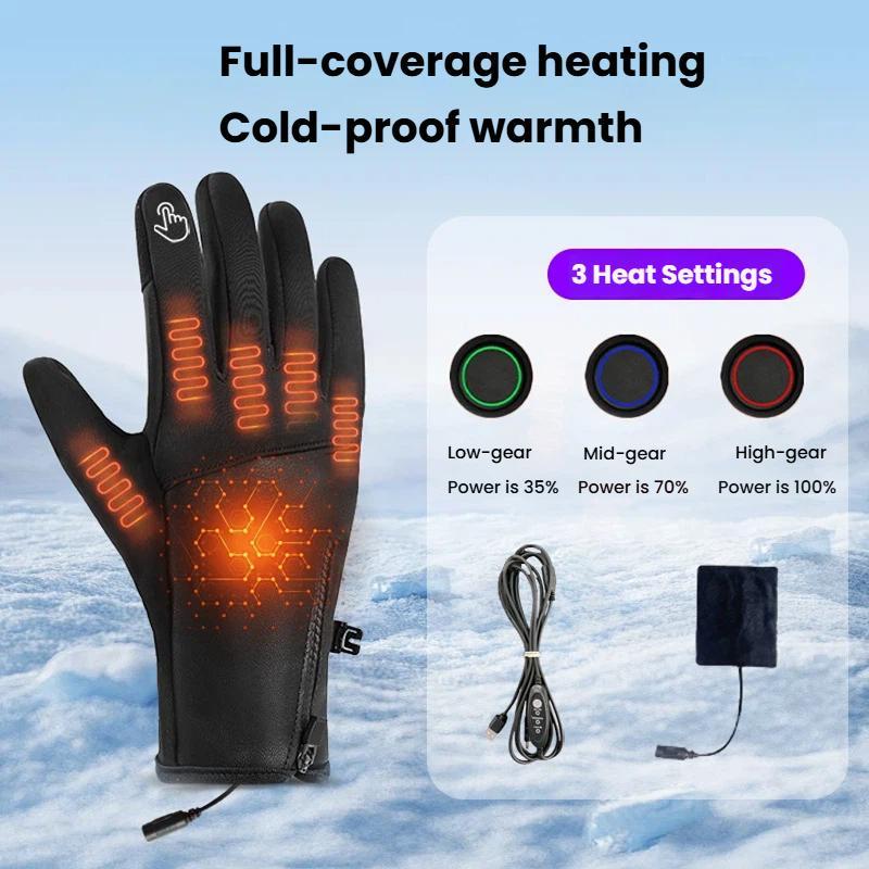 Electric Heated Gloves For Men & Women 3 Heat Settings, Cold/Windproof Winter Thermal Gloves For Outdoor Riding, Skiing, Hiking, Size: Free Size(DQX002)