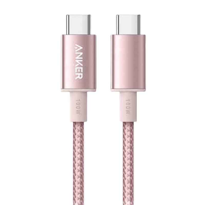 Uniqbuy For ANKER A8756 1m Braided PD100W Type-C Nylon Fast Charging Cable(Pink)