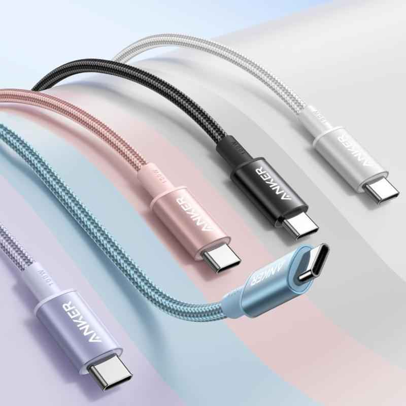 Uniqbuy For ANKER A8756 1m Braided PD100W Type-C Nylon Fast Charging Cable(Pink)