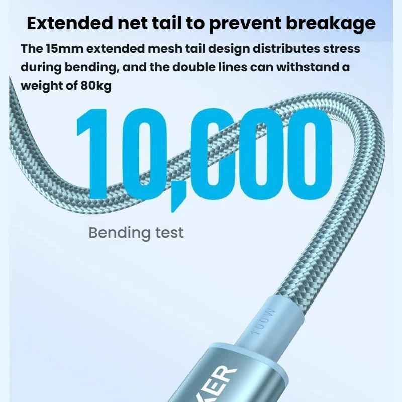 Uniqbuy For ANKER A8756 1m Braided PD100W Type-C Nylon Fast Charging Cable(Pink)