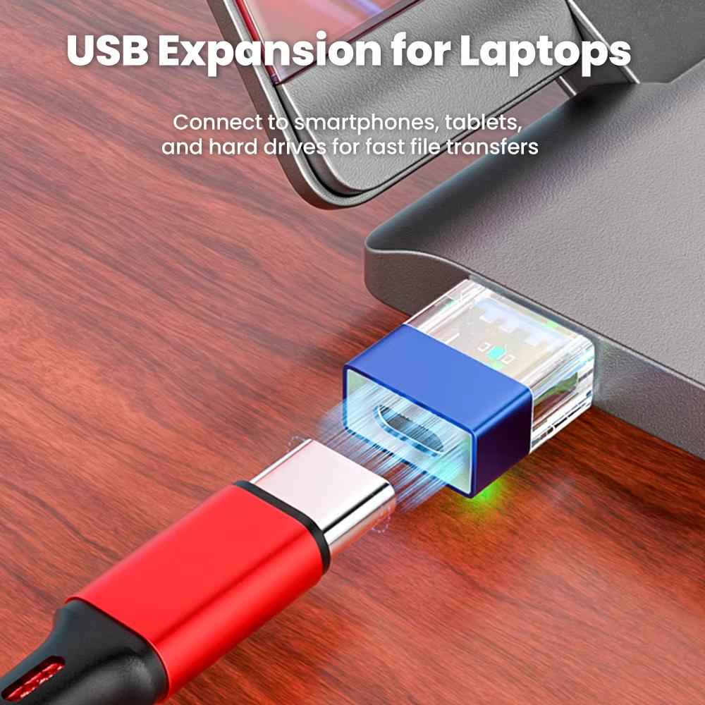 Uniqbuy For OTG3.0 Lighted Adapter High Speed Data Transfer For Computers Phones Mice Keyboards, Spec: Black TYPE-C Male