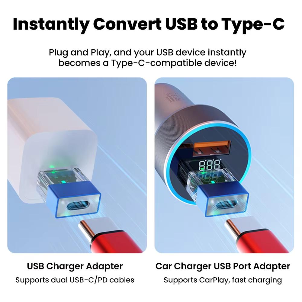 OTG3.0 Lighted Adapter High Speed Data Transfer For Computers Phones Mice Keyboards, Spec: Black TYPE-C Male