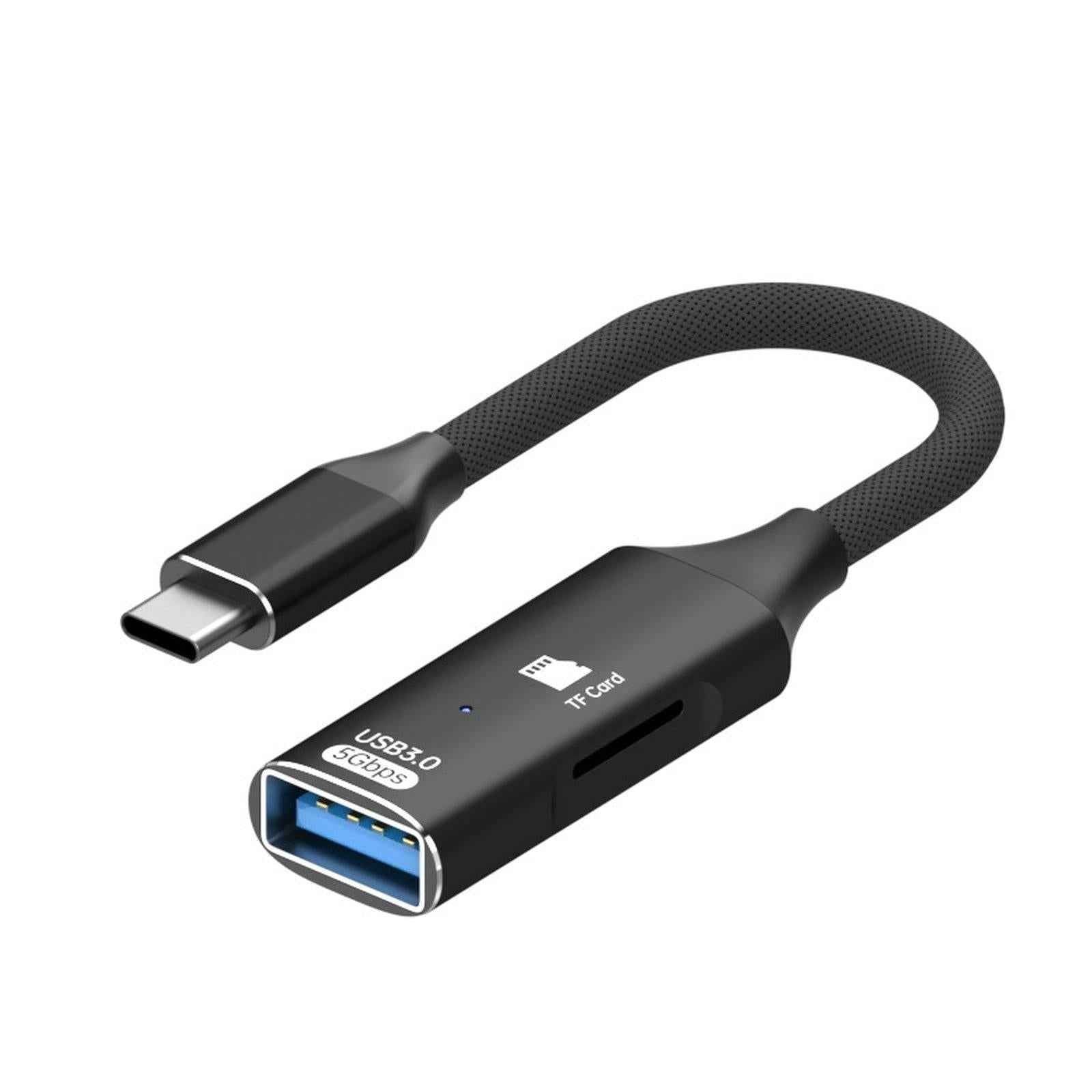Uniqbuy For ADS-622 Type-C / OTG 2 In 1 Adapter TF Card & USB Flash Drive Reader(Black)