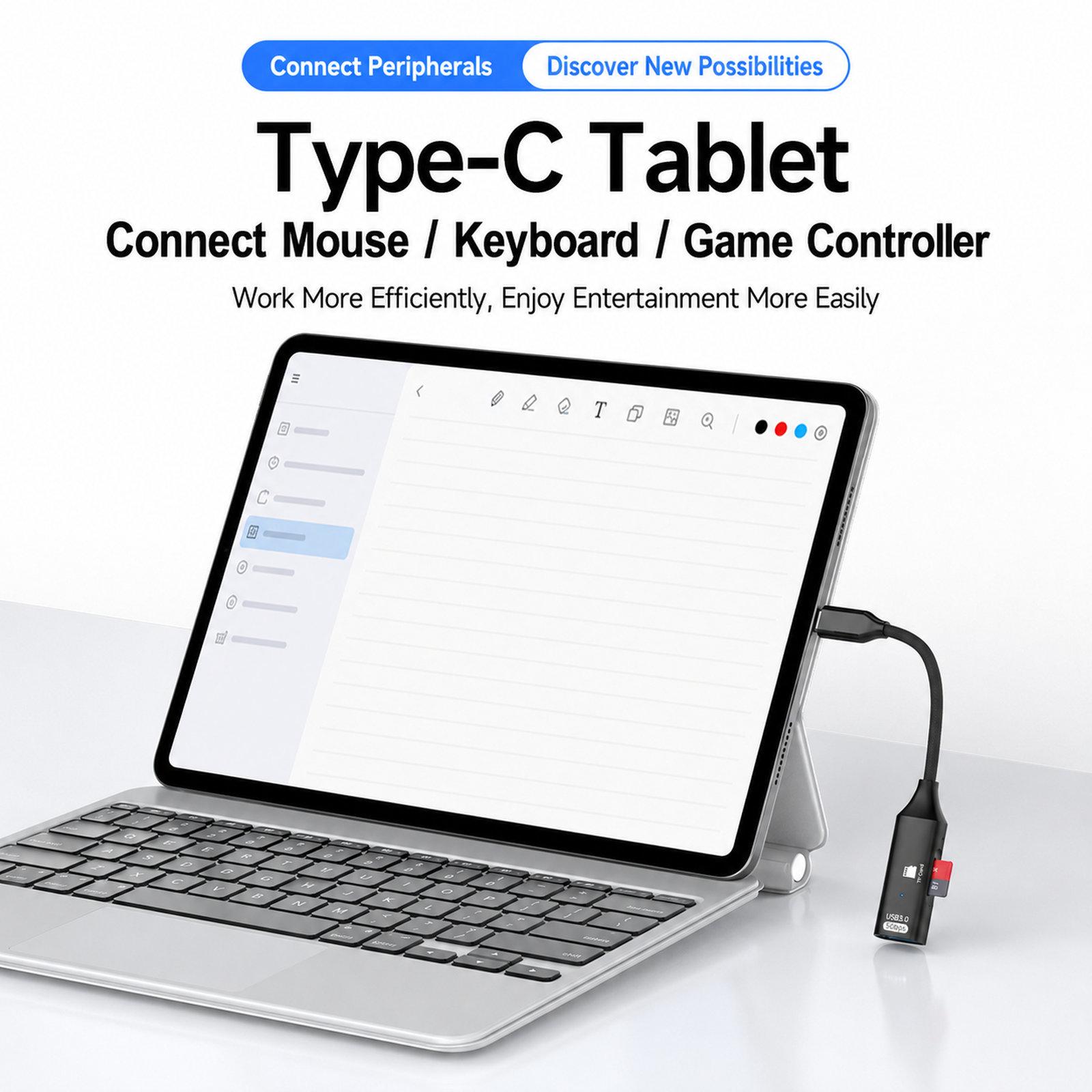 ADS-622 Type-C / OTG 2 In 1 Adapter TF Card & USB Flash Drive Reader(Black)