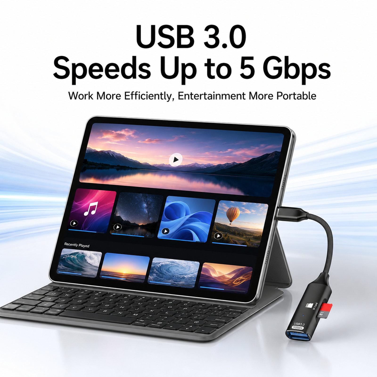 ADS-622 Type-C / OTG 2 In 1 Adapter TF Card & USB Flash Drive Reader(Black)